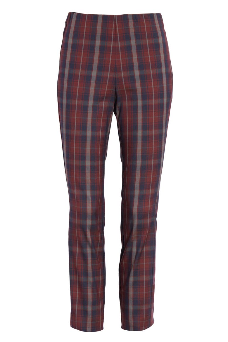 Simone Plaid Yoke Pants, Alternate, color, BURGUNDY PLAID