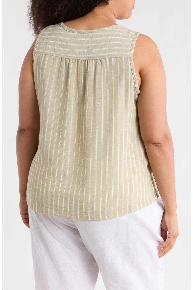 Stripe Pintucked Sleeveless Top, Alternate, color, SAGE/ WHITE STRIPE
