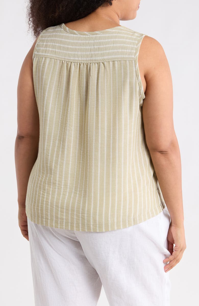 MAX STUDIO Stripe Pintucked Sleeveless Top, Alternate, color, Sage/ White Stripe