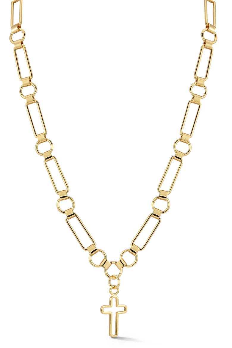 Cross Pendant Necklace, Main, color, GOLD
