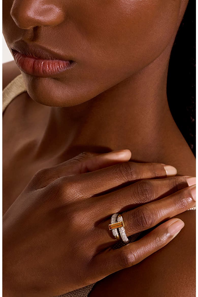 Artisan Series 18k Gold Spessartite Garnet & Diamond Spear Ring, Alternate, color, GOLD