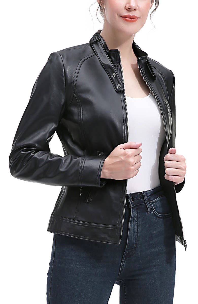 Kimi & Kai Emy Leather Moto Jacket, Alternate, color, Black