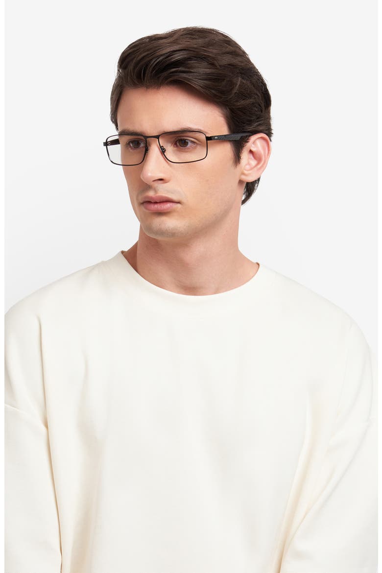 57mm Rectangular Optical Glasses, Alternate, color, BLACK GREY