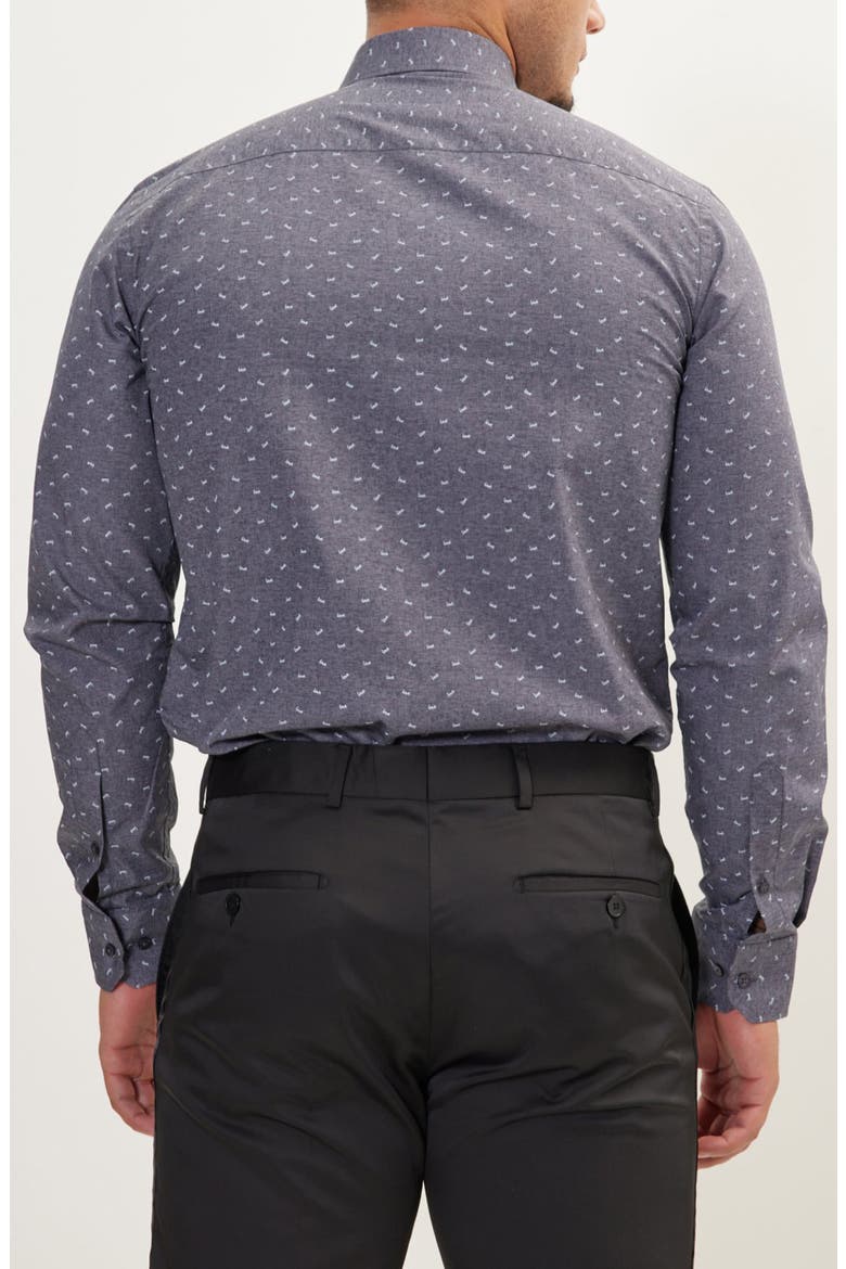 Print Cotton Dress Shirt, Alternate, color, ANTHRACITE