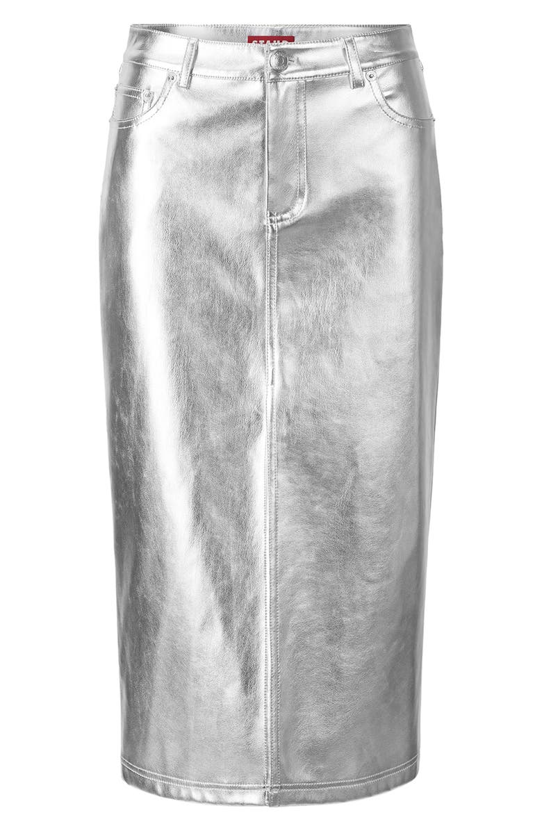 STAUD Oaklyn Metallic Faux Leather Skirt, Alternate, color, 