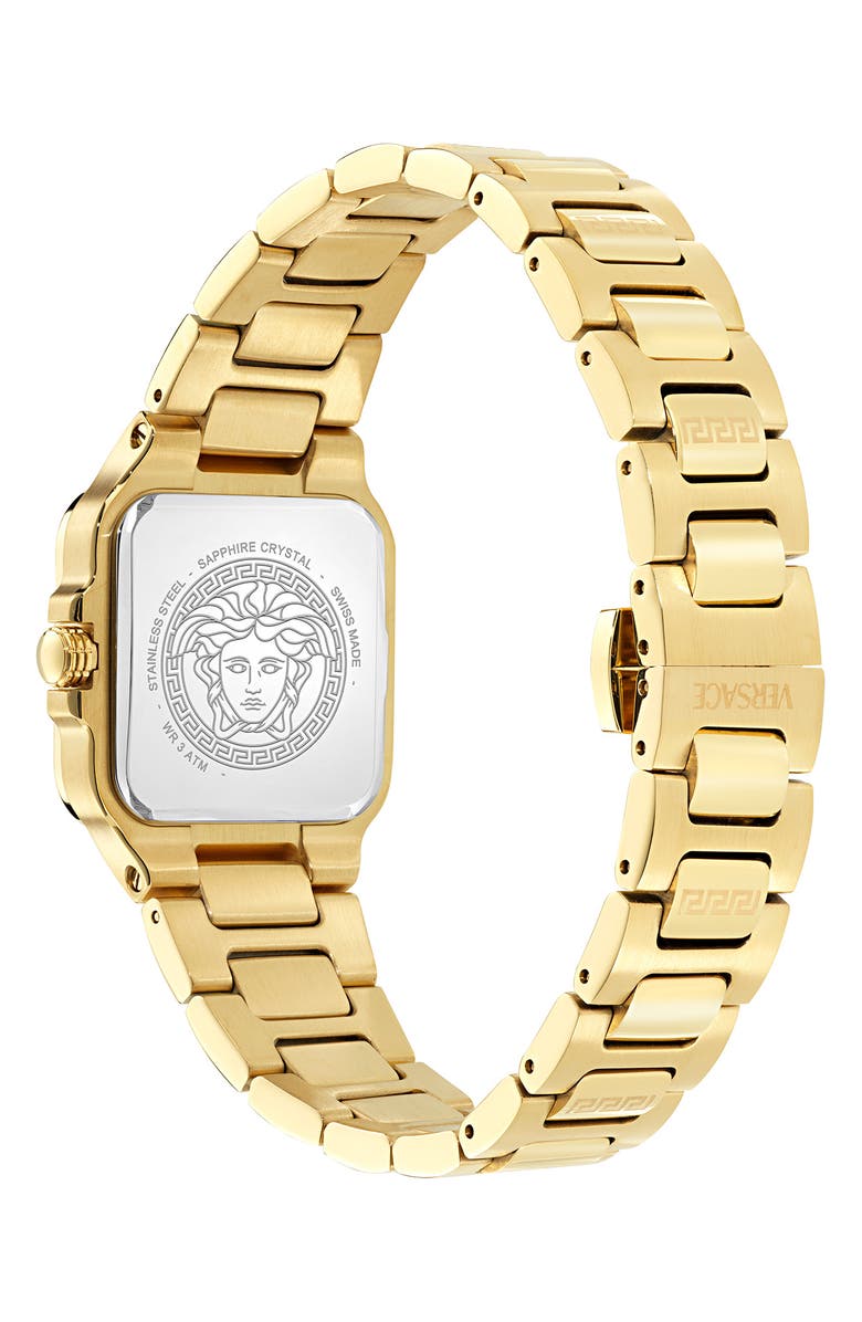 Versace Greca Edge Bracelet Watch, 30mm x 30mm, Alternate, color, Ip Yellow Gold