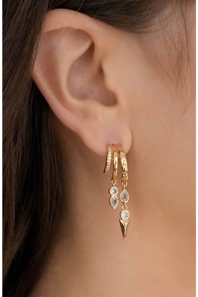 Icon Behavior Cubic Zirconia Drop Earrings, Alternate, color, GOLD