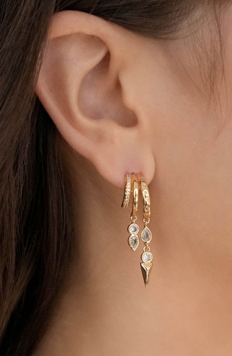 Ettika Icon Behavior Cubic Zirconia Drop Earrings, Alternate, color, Gold