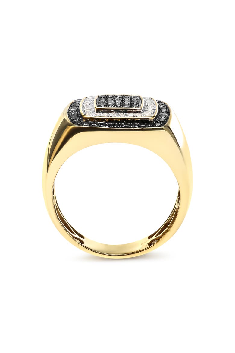 Men's 10K Yellow Gold 3/4 Cttw White and Black Treated Diamond Ring Band, Alternate, color, Yellow