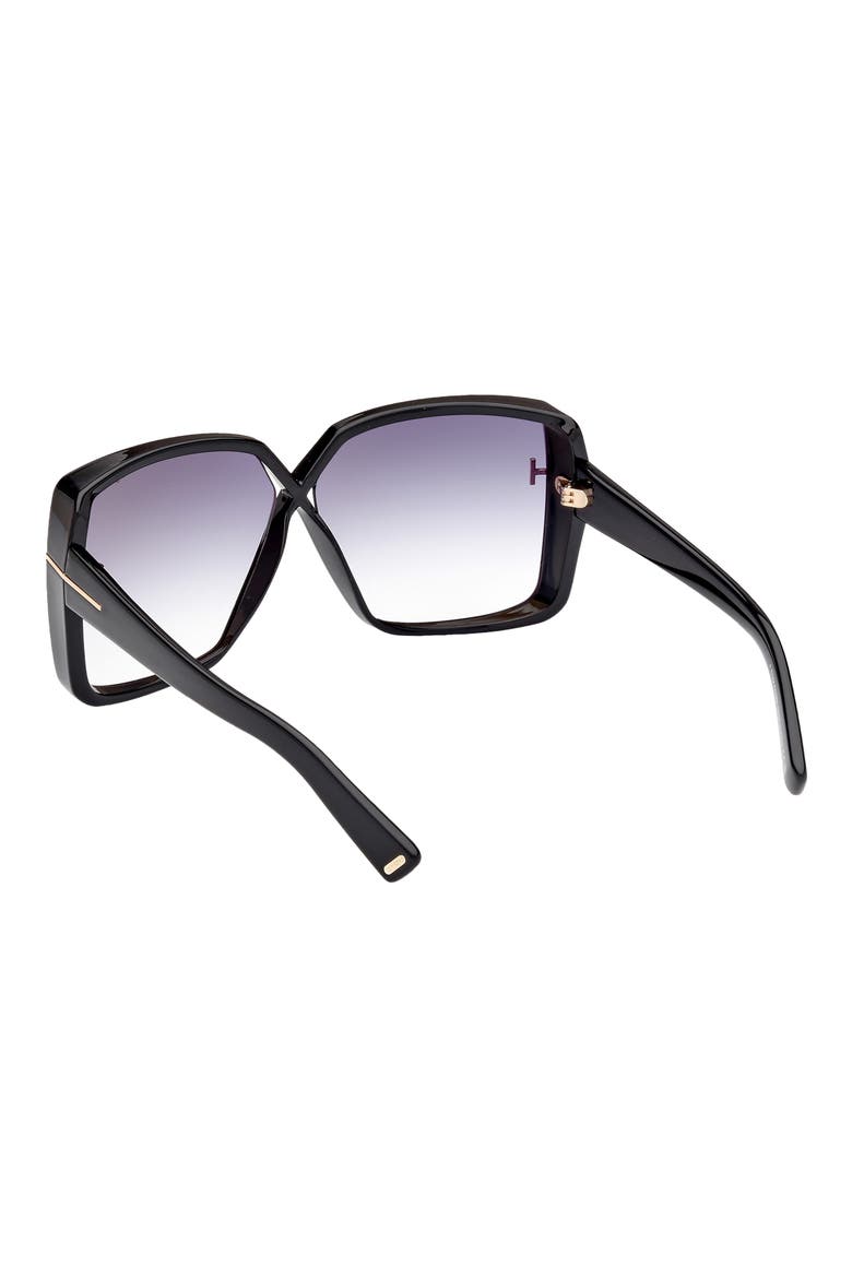 Yvonne 63mm Oversize Gradient Butterfly Sunglasses, Alternate, color, SHINY BLACK / GRADIENT SMOKE