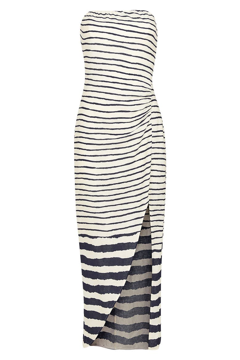 Symphonie Strapless Linen Blend Cover-Up Dress, Alternate, color, MULTI