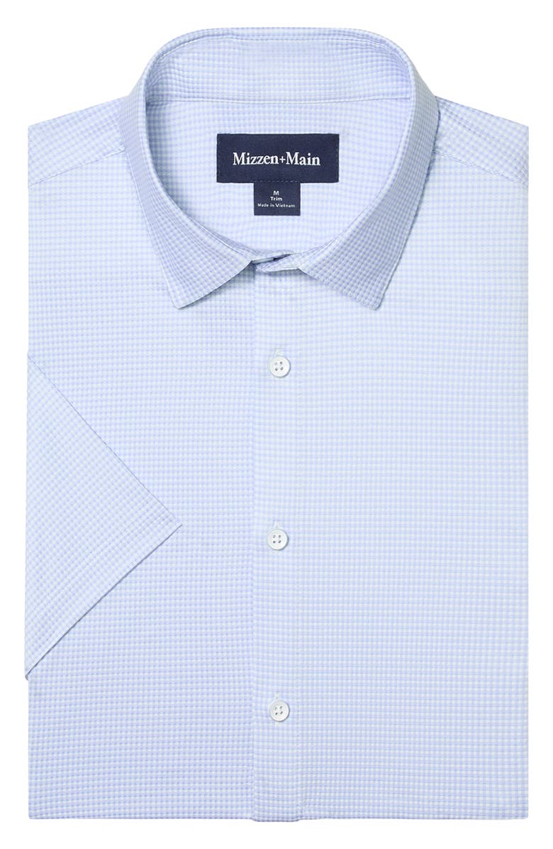 Mizzen+Main Halyard Short Sleeve Performance Button-Up Shirt, Alternate, color, Cloud Blue Peter Gingham
