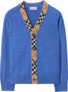 Burberry Check Trim Wool Cardigan