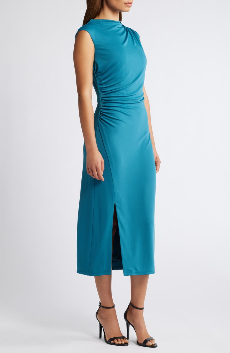 Anne Klein Drape Mock Neck Sleeveless Dress, Alternate, color, 