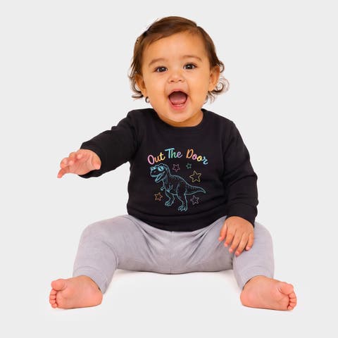 Out The Door Dinosaur Stars Infant Crew Fleece Sweatshirt