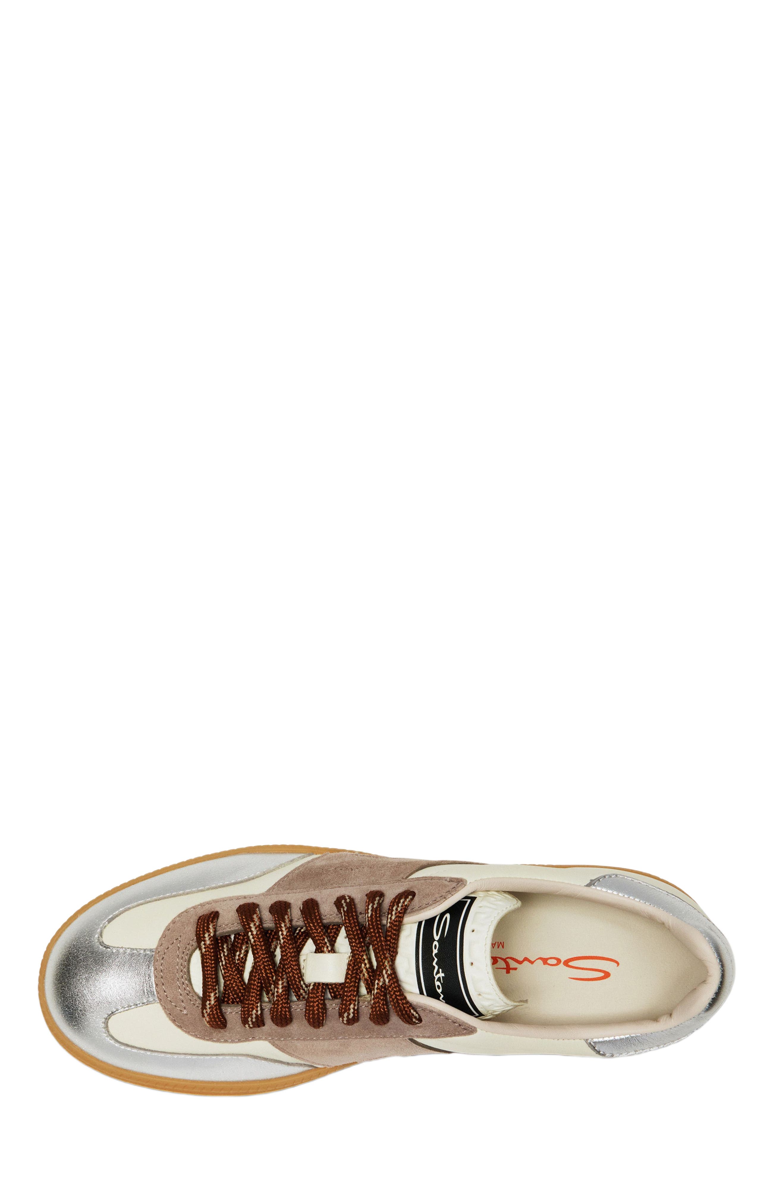 Santoni Women's leather and suede DBS Oly sneaker, Alternate, color, Natural