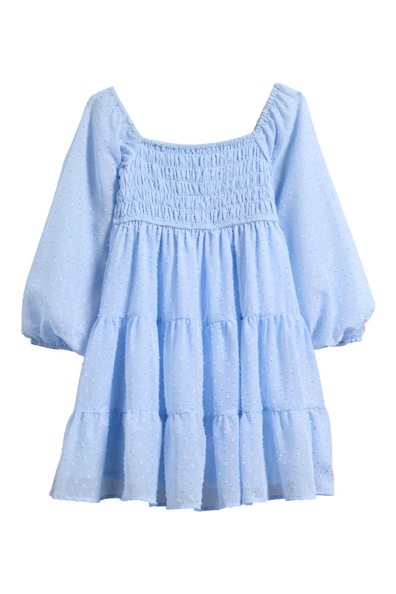 Kids' Swiss Dot Long Sleeve Dress, Main, color, BLUE