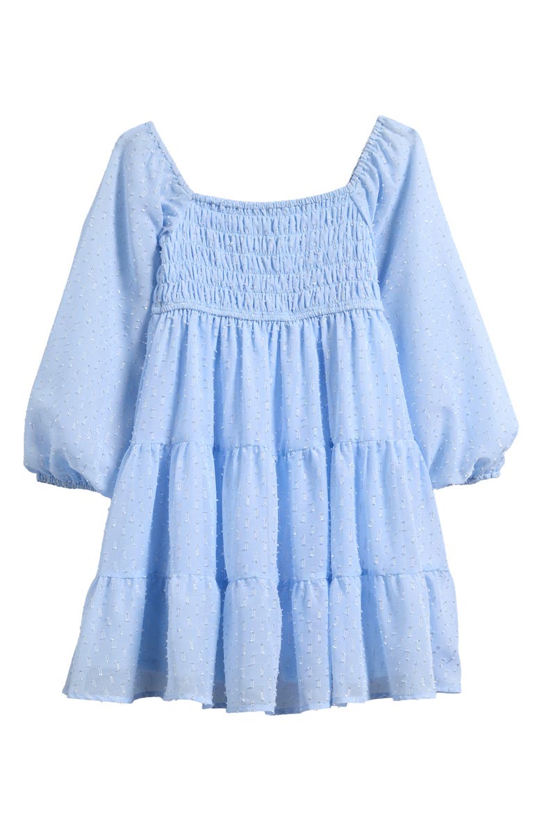 Ava & Yelly Kids' Swiss Dot Long Sleeve Dress, Main, color, Blue