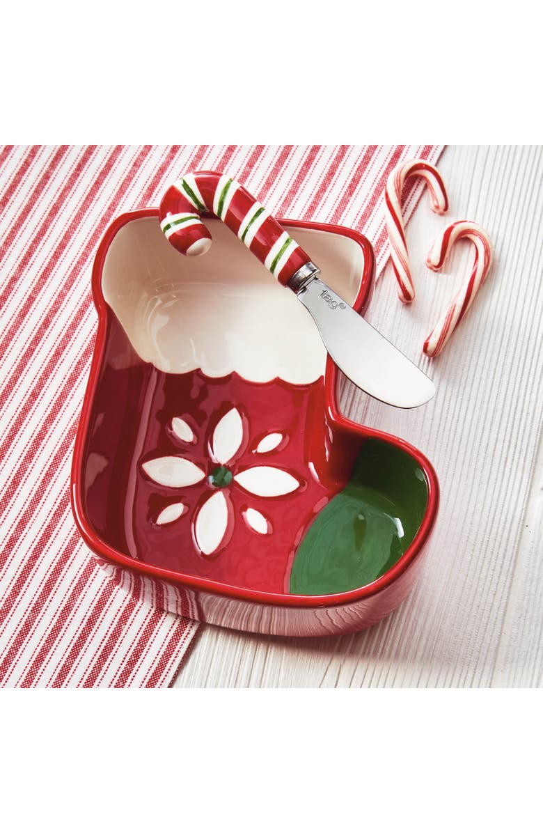tag Christmas Stocking Bowl and Candy Cane Spreader Set, Alternate, color, Multicolored