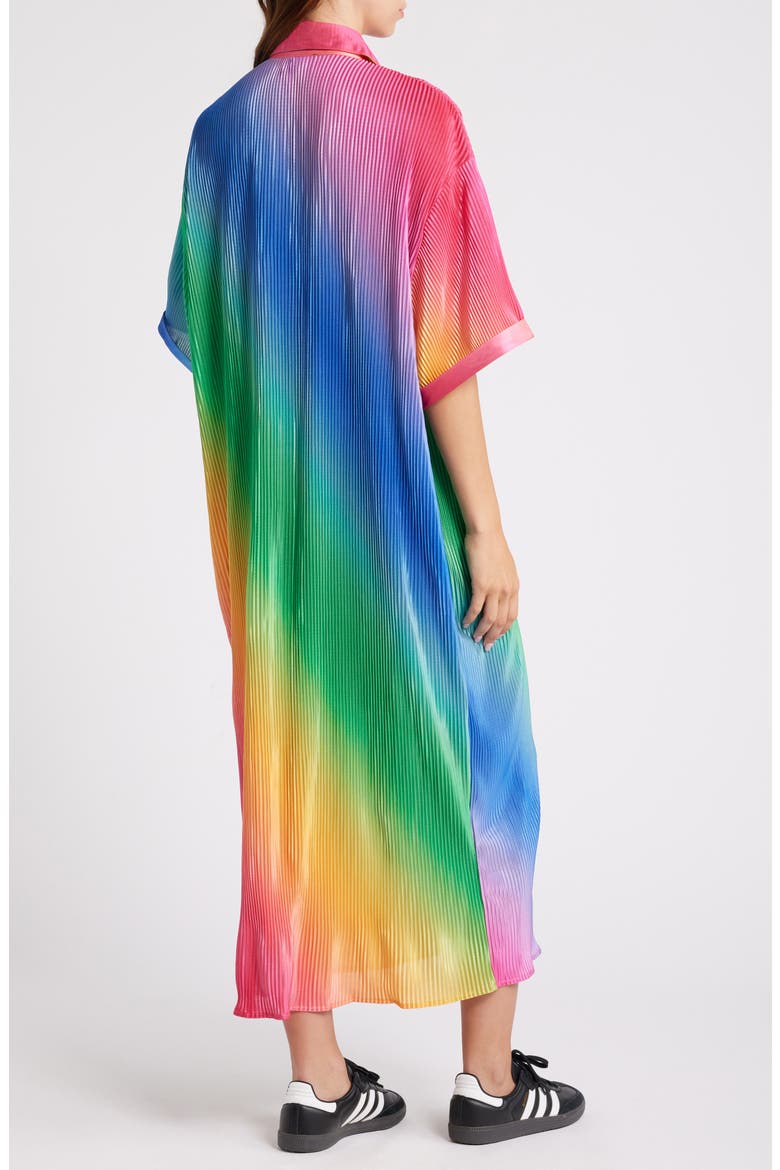 So Far So Good Oversize Plissé Shirt Dress, Alternate, color, PRISMATIC RAINBOW