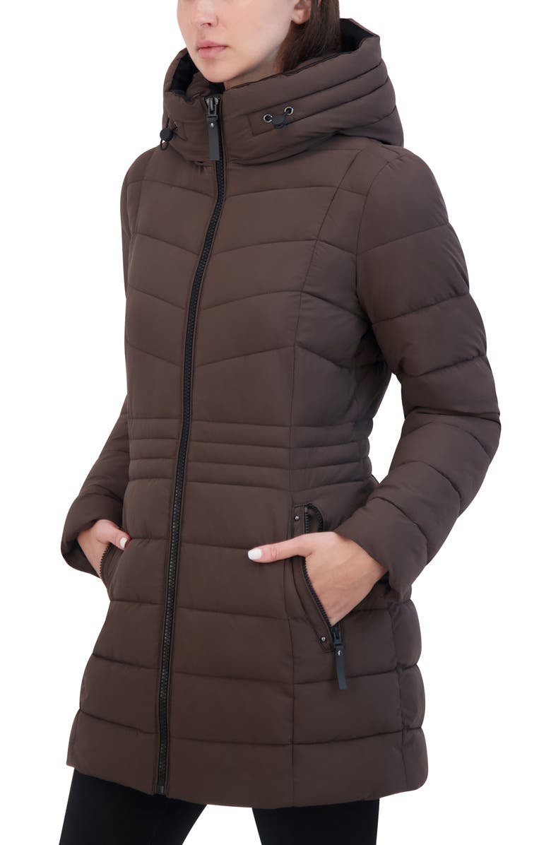 Laundry by Shelli Segal Stretch Puffer Jacket, Alternate, color, Dark Brown