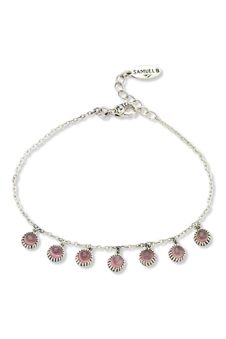 Sterling Silver Gemstone Charm Bracelet, Main, color, PINK