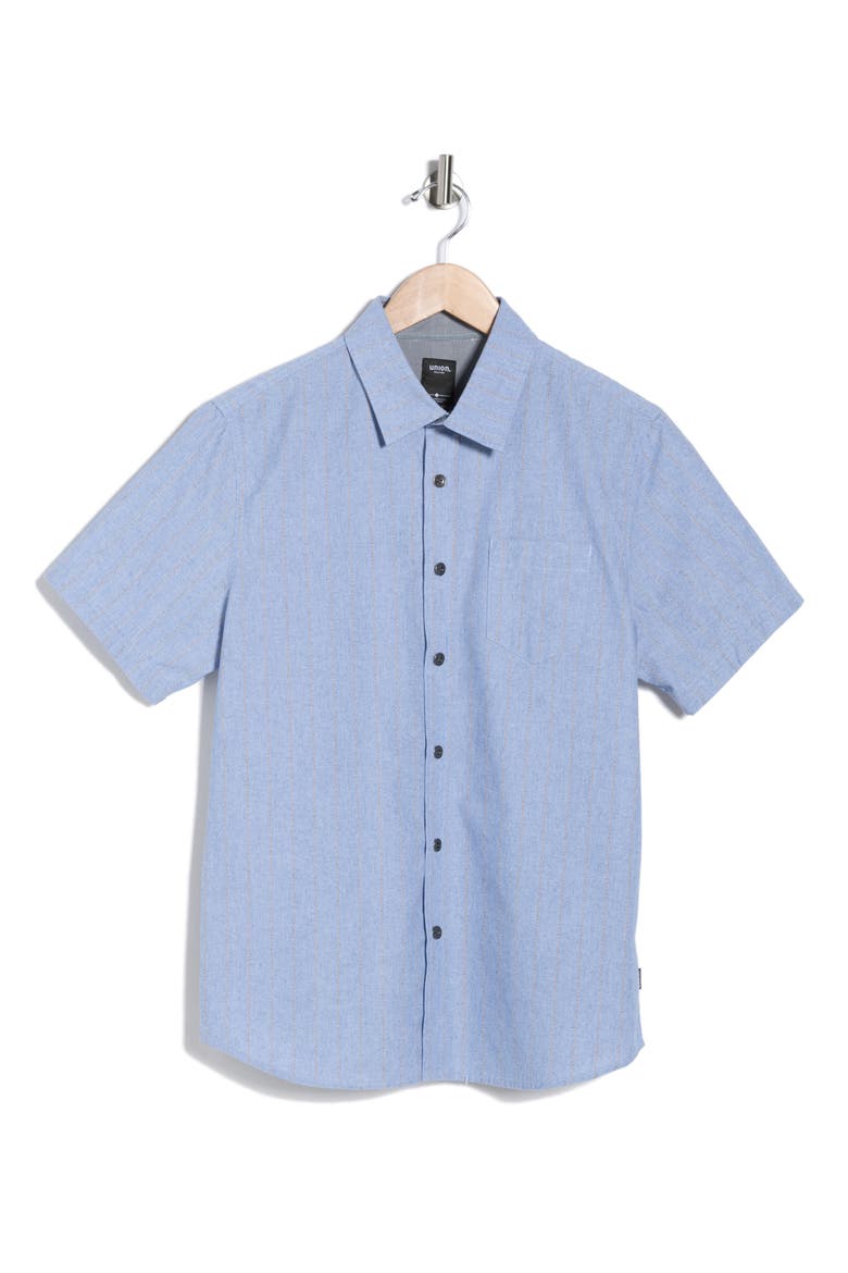 Augustine Short Sleeve Chambray Button-Up Shirt, Main, color, WHALE