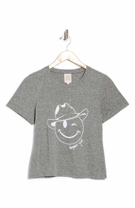 Smiley Cowboy Graphic Shrunken T-Shirt