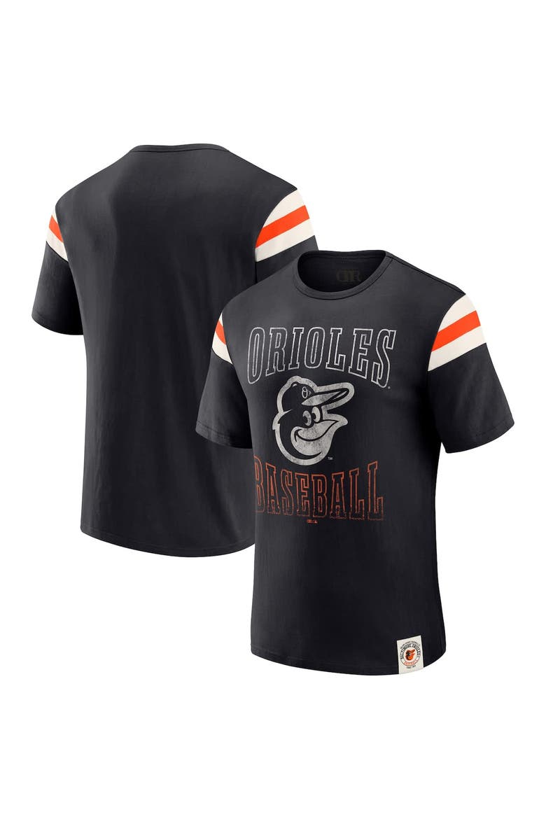Men's Darius Rucker Collection by Fanatics Black Baltimore Orioles Distressed Sleeve Stripe T-Shirt, Main, color, Black