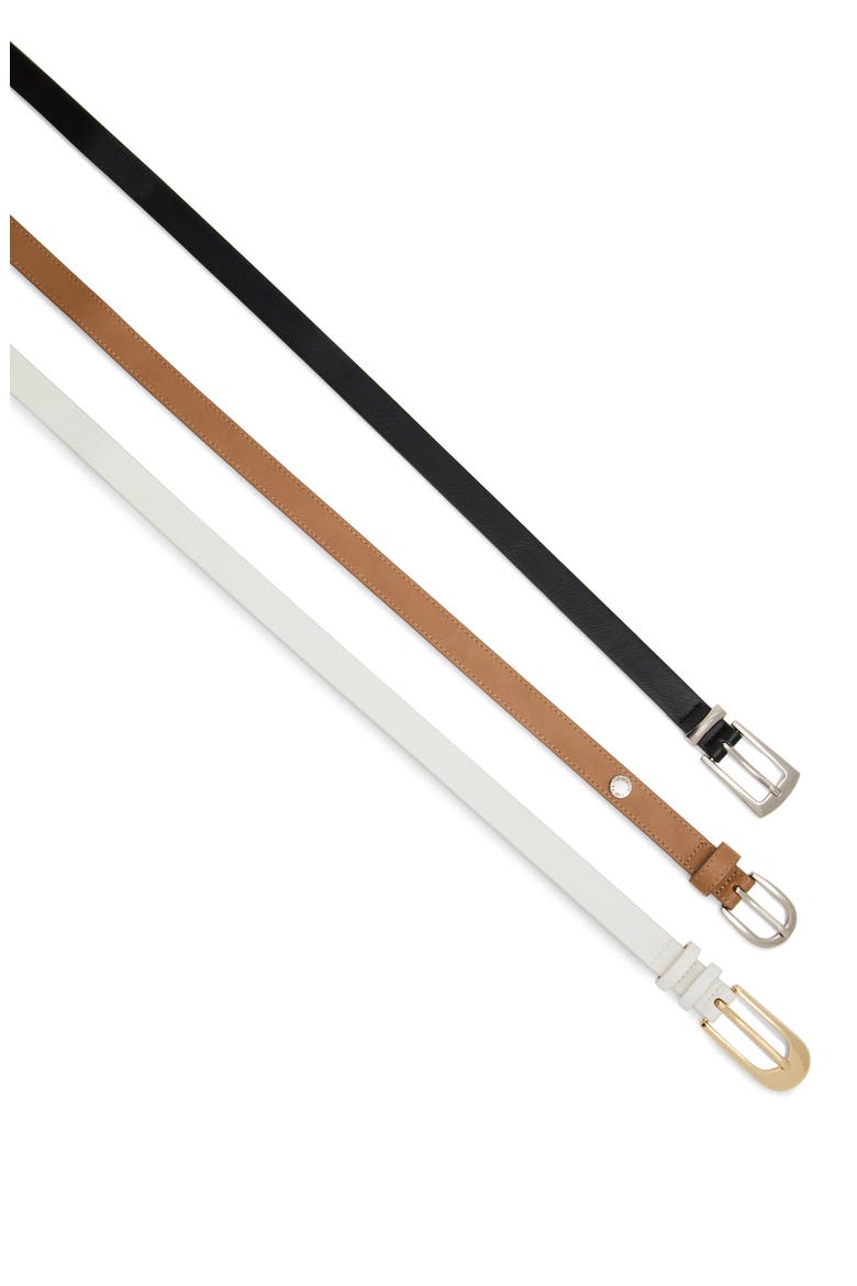 3-Pack Faux Leather Skinny Belts, Alternate, color, BLACK-WHITE-CAMEL
