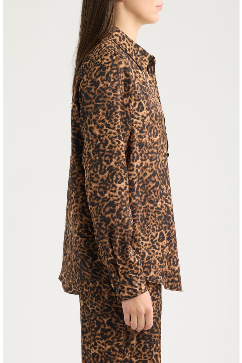 Leopard Print Long Sleeve Shirt, Alternate, color, WALNUT BLACK LEOPARD