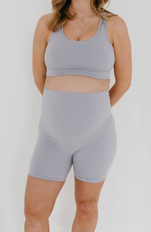 Axk High Impact Racer Back Maternity & Nursing Sports Bra With Easy-release Breastfeeding Clips In Gray
