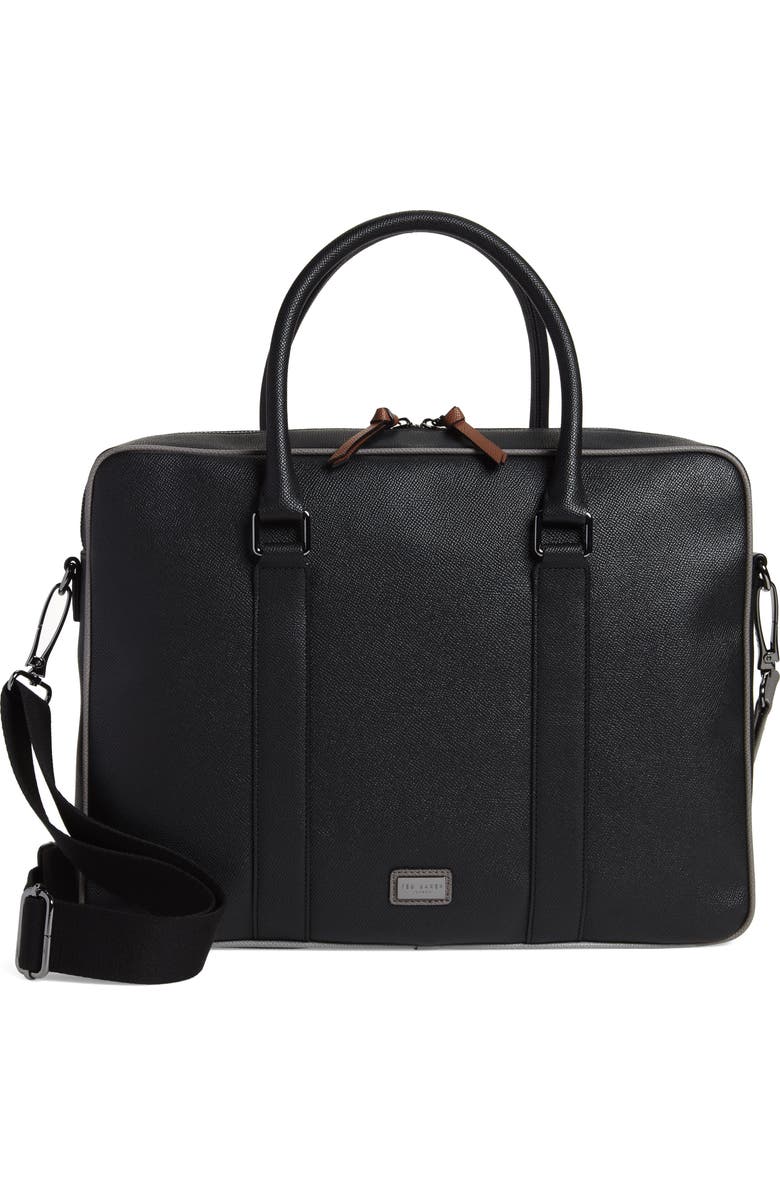 Ted Baker London Textured Faux Leather Document Briefcase, Main, color,