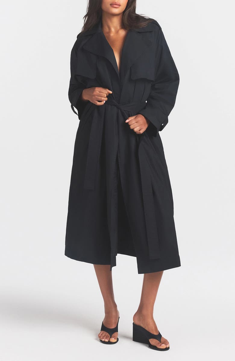SKIMS Oversize Trench Coat, Main, color, Onyx