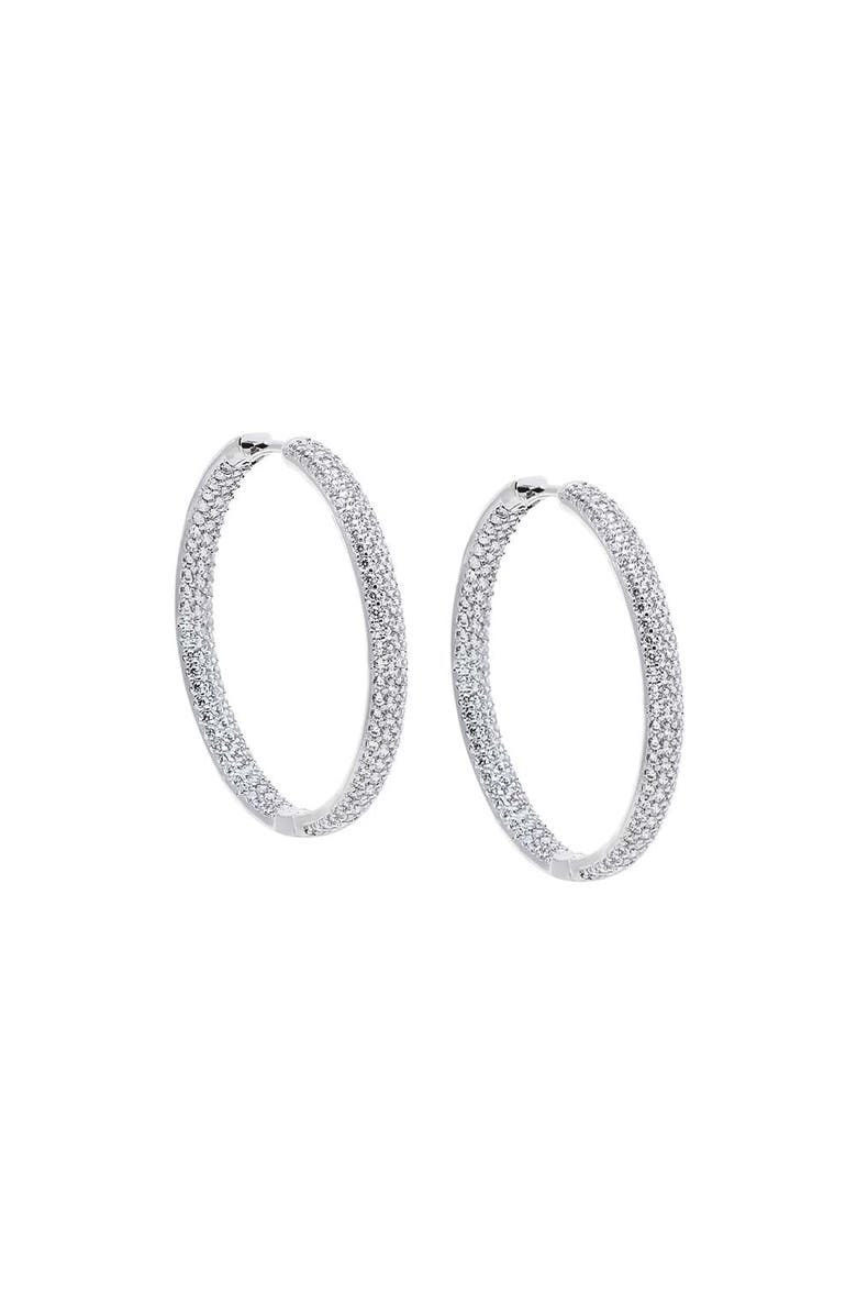 BY ADINA EDEN CZ Pavé Medium Hoop Earring, Main, color, Silver - 35 Mm