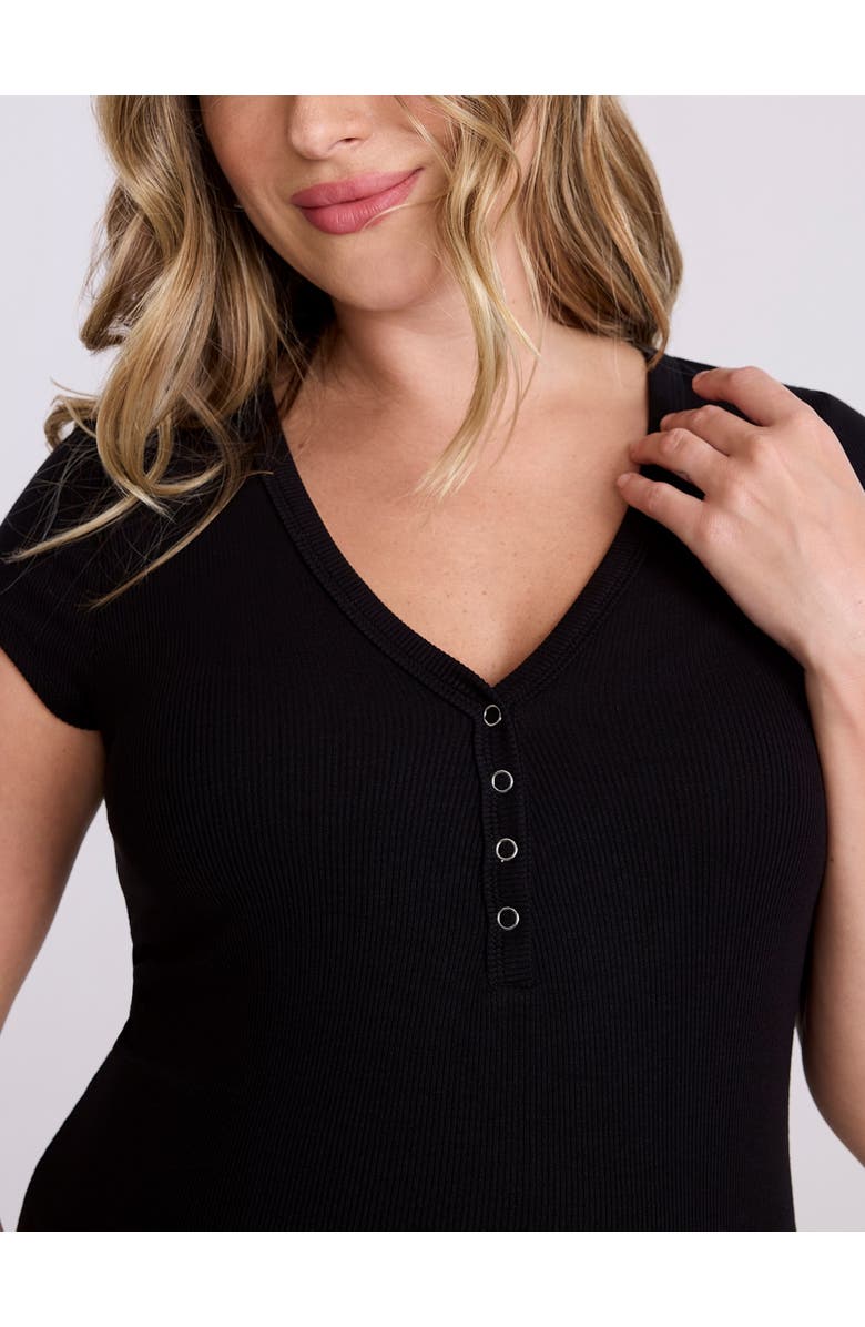 MOTHERHOOD MATERNITY Short Sleeve Henley Bodycon Maxi Dress, Alternate, color, Black