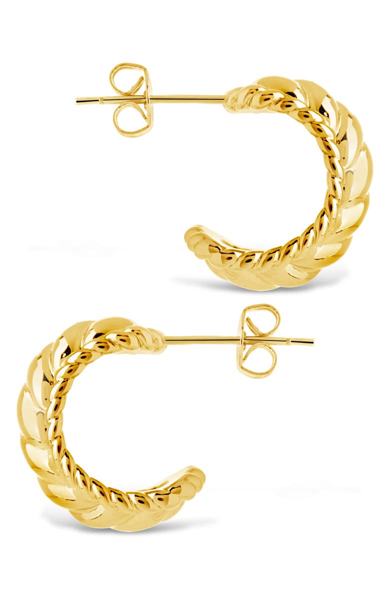 Sterling Forever Kalina Quilted Huggie Hoop Earrings, Alternate, color, Gold