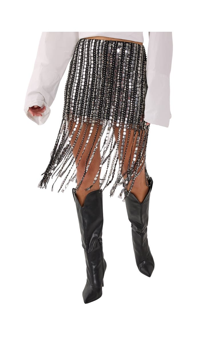 NASTY GAL Beaded Tassel Mini Skirt, Alternate, color,