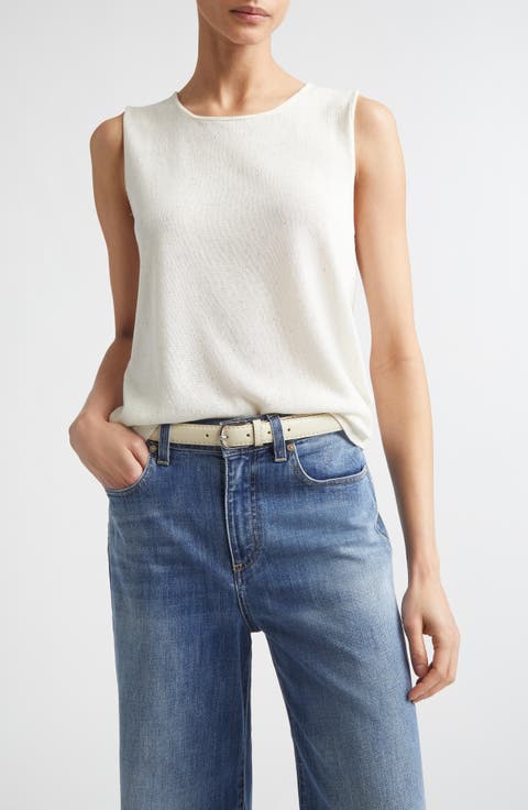 Sequin Embellished Silk & Cotton Sweater Vest