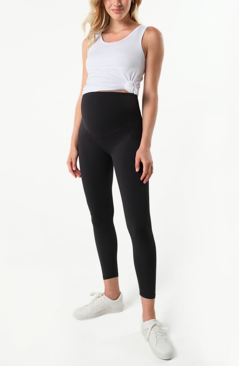 Marion Women's Maternity Stretch Leggings with Bump-Friendly Phone Pocket, Alternate, color, Black