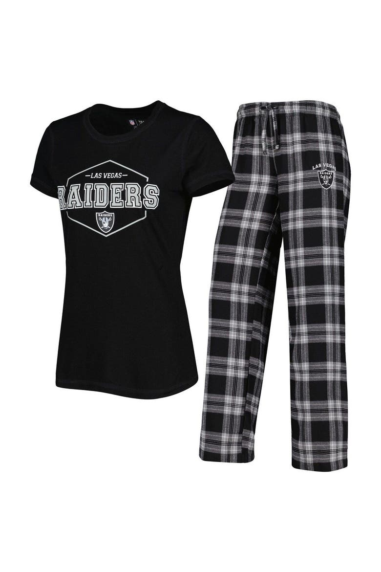 Women's Concepts Sport Black/Gray Las Vegas Raiders Plus Size Badge T-Shirt & Pants Sleep Set, Main, color, Black