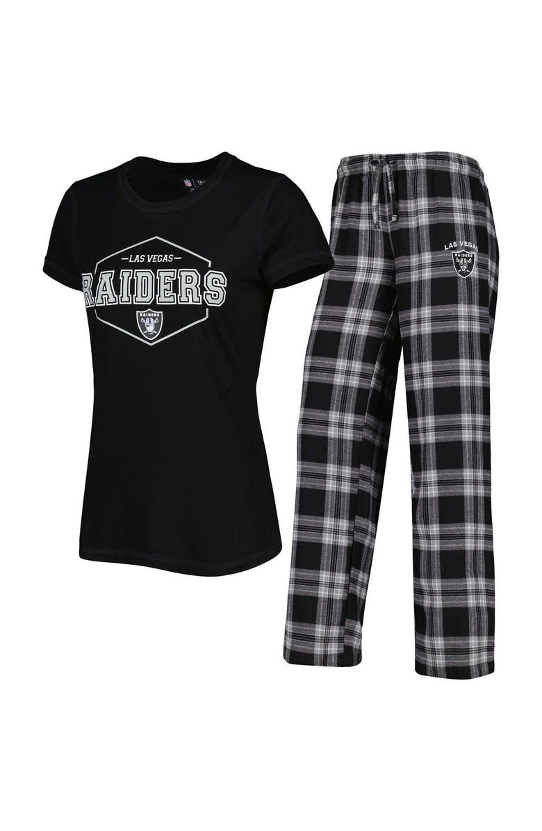 CONCEPTS SPORT Women's Concepts Sport Black/Gray Las Vegas Raiders Plus Size Badge T-Shirt & Pants Sleep Set, Main, color, 