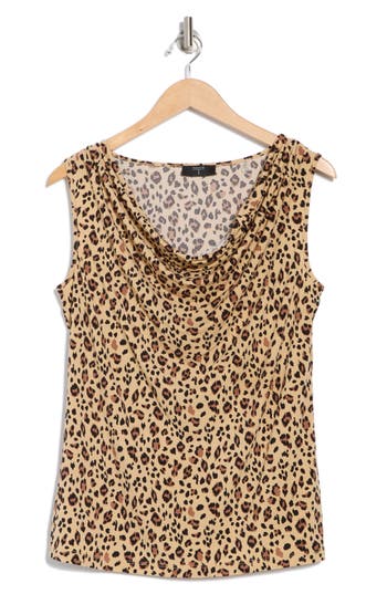 T Tahari Cowl Neck Sleeveless Top In Brown