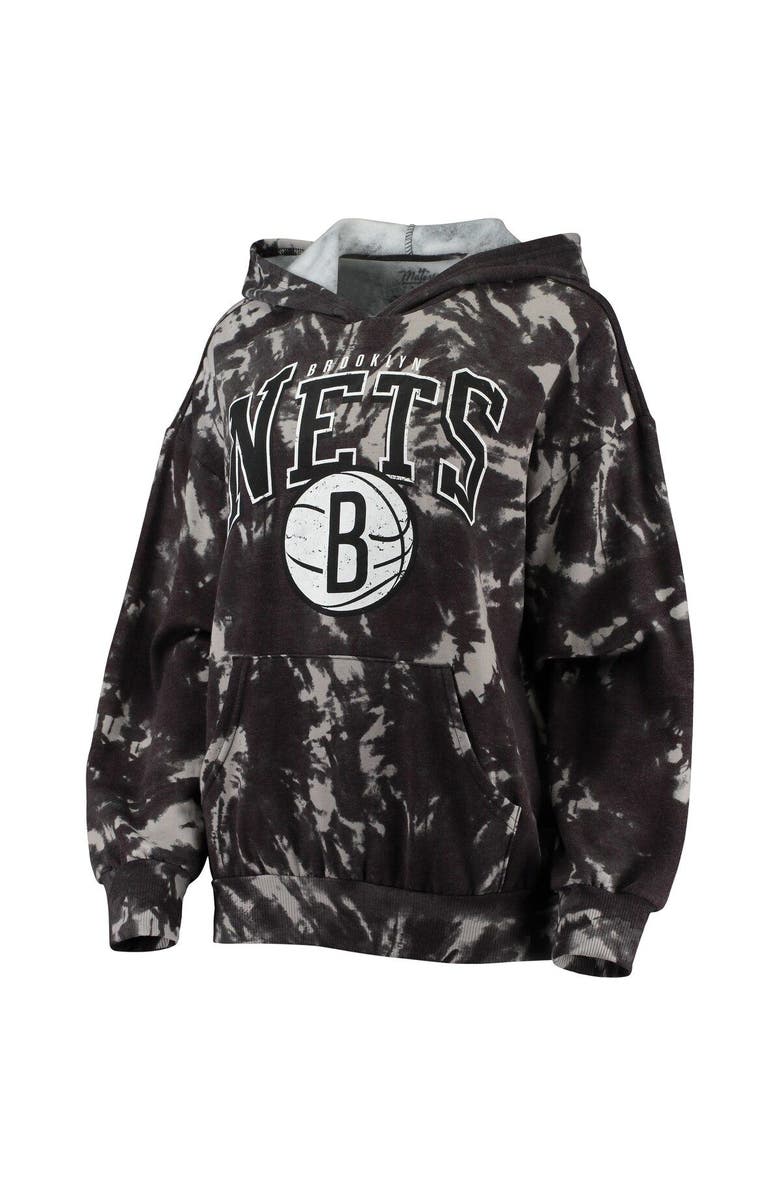 Majestic Threads Women's Majestic Threads Black Brooklyn Nets Burble Tie-Dye Tri-Blend Pullover Hoodie, Alternate, color, Black