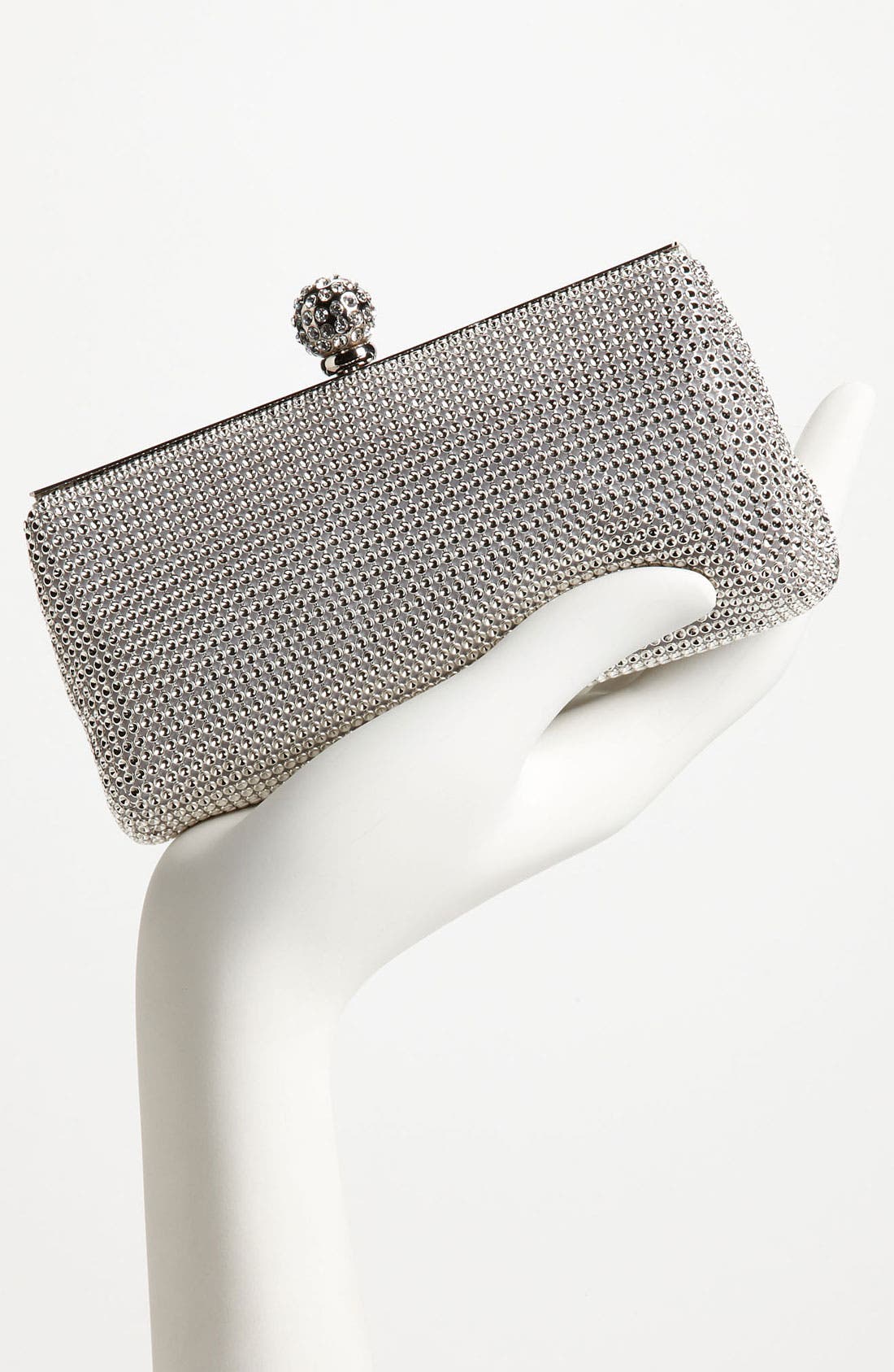 'Crystal' Mesh Clutch, Alternate, color, SILVER