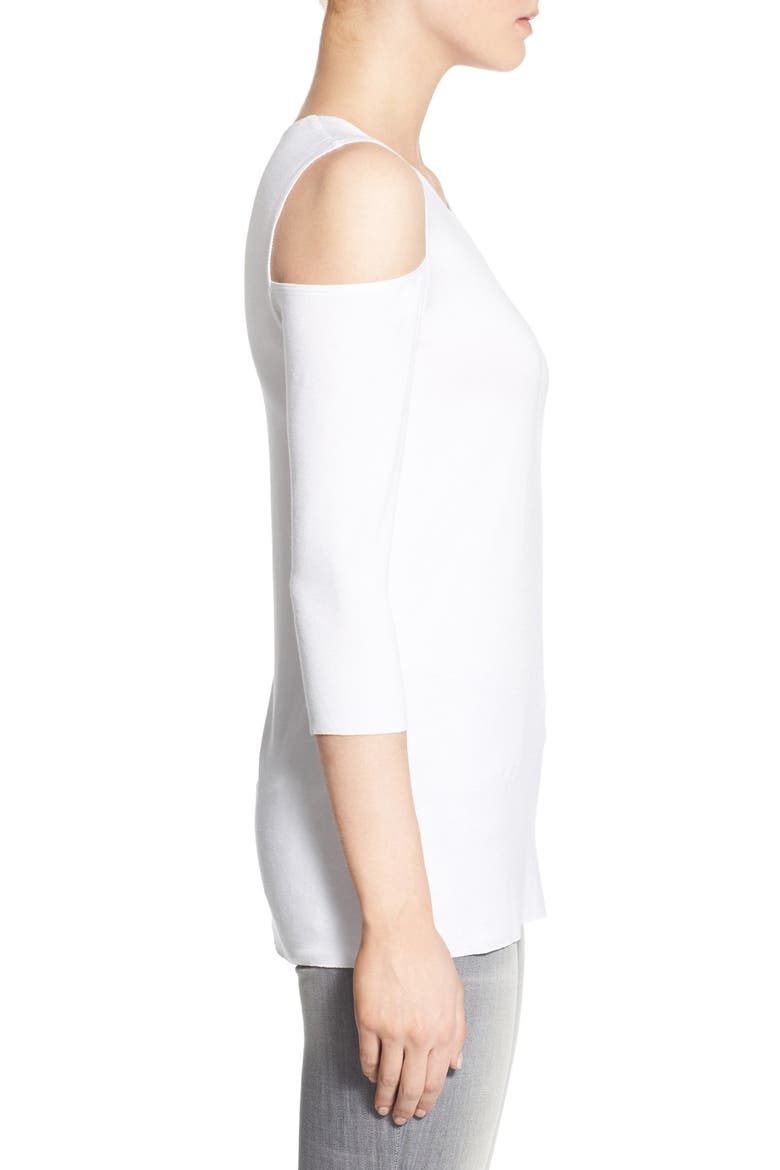 'Deneuve' Cold Shoulder Top, Alternate, color, WHITE