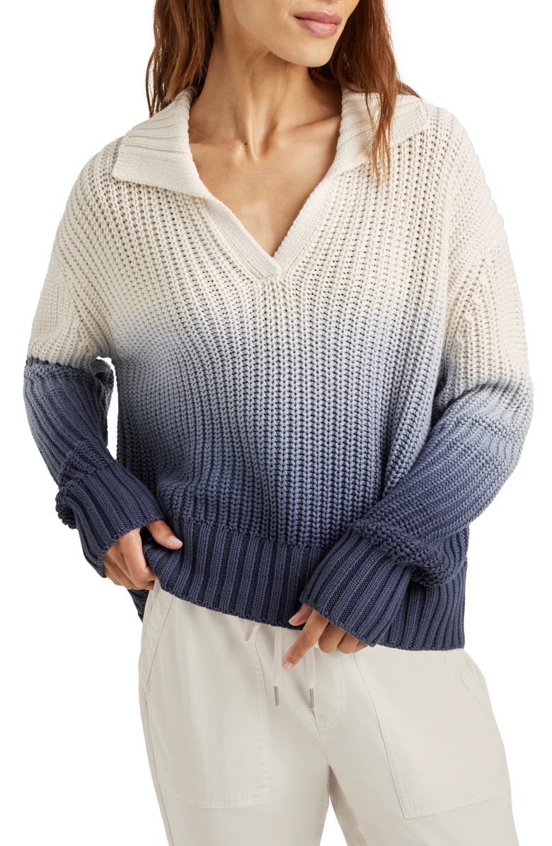 Splendid Raya Ombré Cotton Polo Sweater, Main, color, 