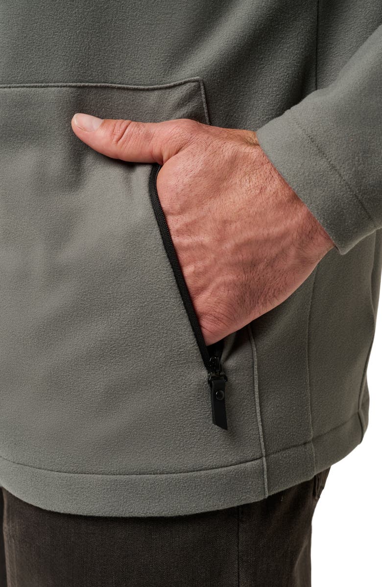 TravisMathew Quest Polar Fleece Zip-Up Hoodie, Alternate, color, Dark Olive