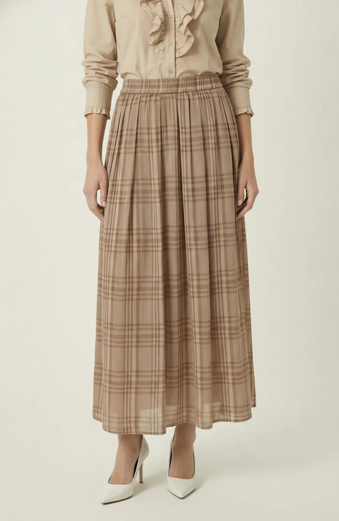 Plaid Pleated Pocket Skirt