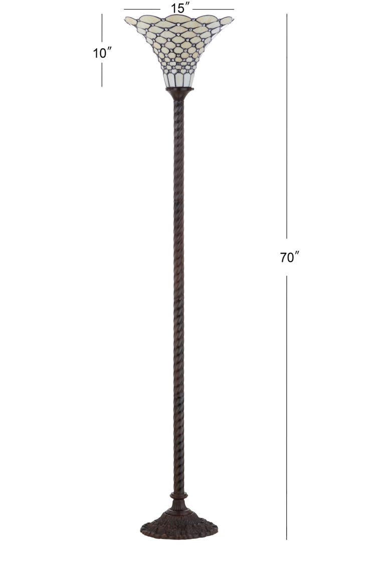 White Tiffany-Style 70" Torchiere LED Floor Lamp, Bronze, Alternate, color, Bronze